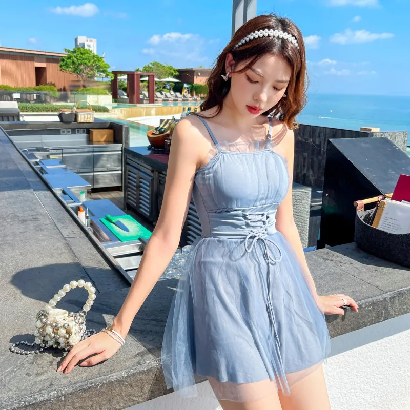 One Piece Swimsuit Women 2024 New Summer Gauze Skirt One-piece Suspender Sexy Slim Women's Beach Skirt Enterizos Para Mujer