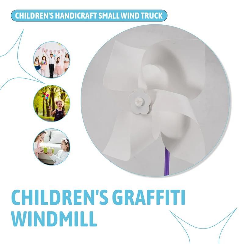 

A88E-96 шт. вертушки «сделай сам», белые пустые бумажные вертушки, цвет ваши собственные вертушки для детей, летние активные искусства