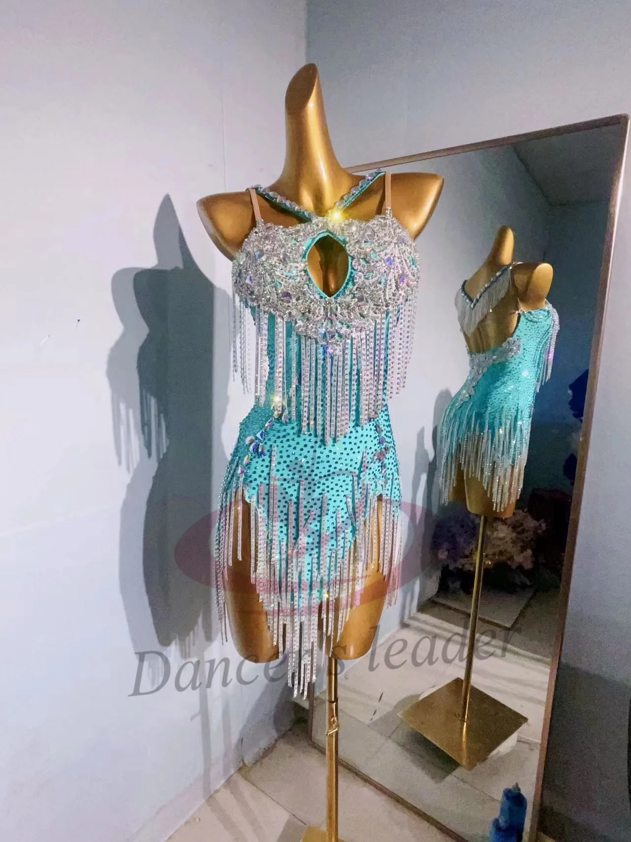 Danza latina Samba National Standard Dance Competition abbigliamento High-end Custom Full Diamond Sling Standard Performance Dress