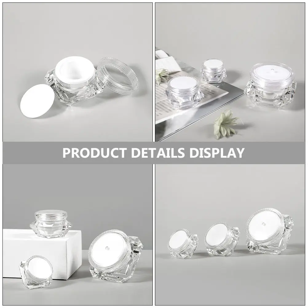 12Pcs 15G Diamond Shape Empty Cream Jars Portable Travel Storage Dispenser for Lotion Shampoo Body Wash Essential Oil