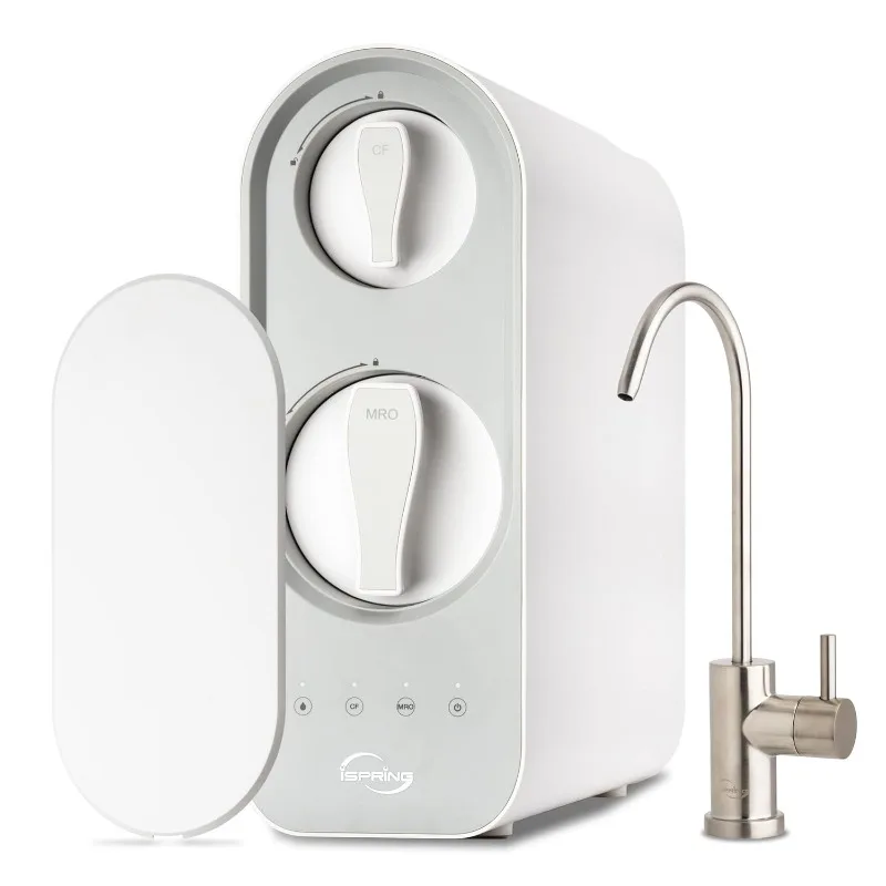 

iSpring RO600BN Безрезервуарная система обратного осмоса под раковиной, система RO с быстрым расходом на 600 графических процессоров, RO-система чистого соотношения сливов 2,5:1, чистое соотношение дренажа