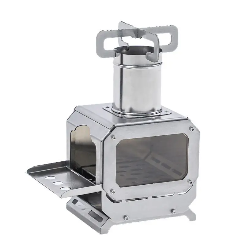 

SOLOMAN Portable Stainless Steel Camping Stove Firewood Fuel Easy-to-Carry Foldable Easily Cleaned For Outdoor Tea Cooking