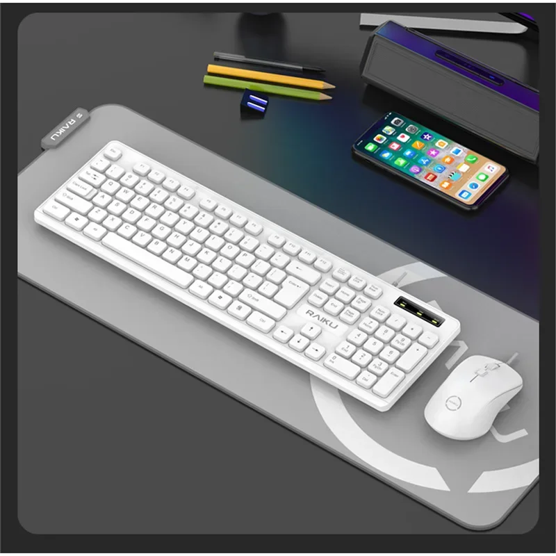 Suitable wireless keyboard and mouse set USB computer desktop notebook office quiet mechanical feel wired keyboard