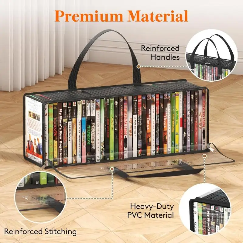 Durable PVC Organizer Bag Zipper Closure Scratch Resistant DVD Storage Holder for Comic Book Lovers