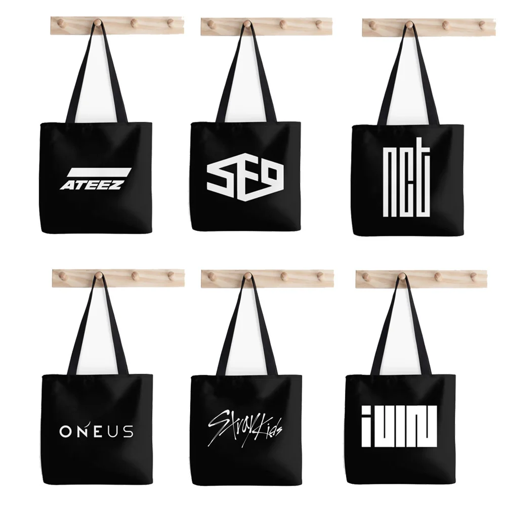 Kpop ATEEZ TWICE SHINEE LOONA GIDLE MAMAMOO SF9 Canvas Handbags Portable Eco  Shopping  Bag Casual Female Tote Bag  Harajuku