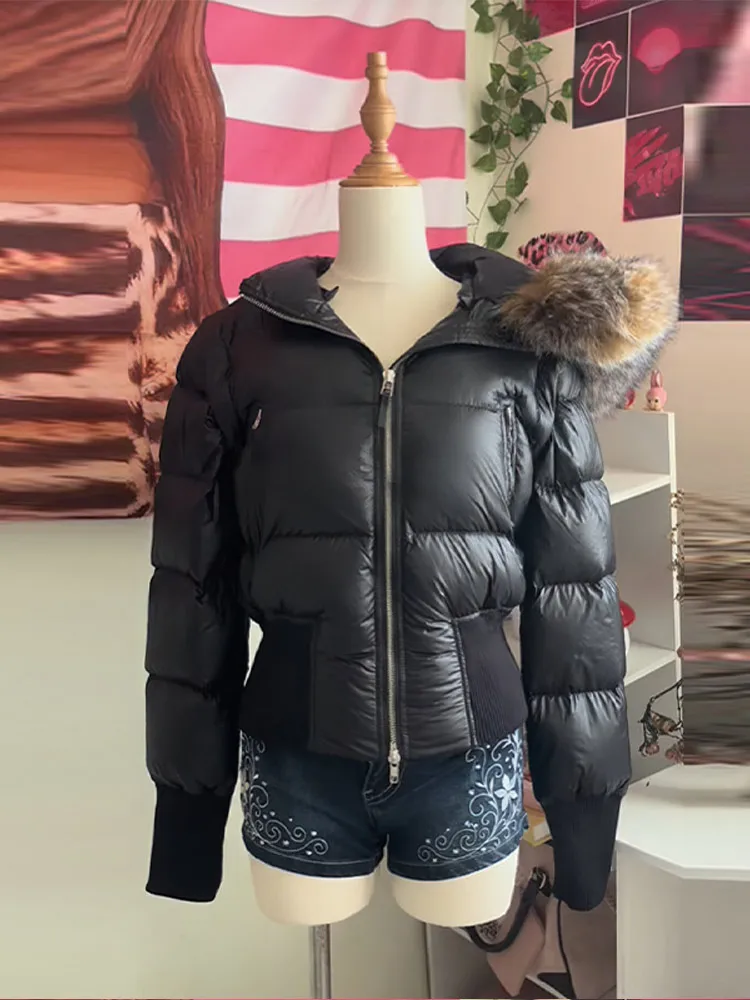 سليم صالح المرأة الخريف والشتاء عنوان سترة قطن ملحومة فو الفراء طوق سترة طويلة الأكمام انفصال 2025 سترة جديدة