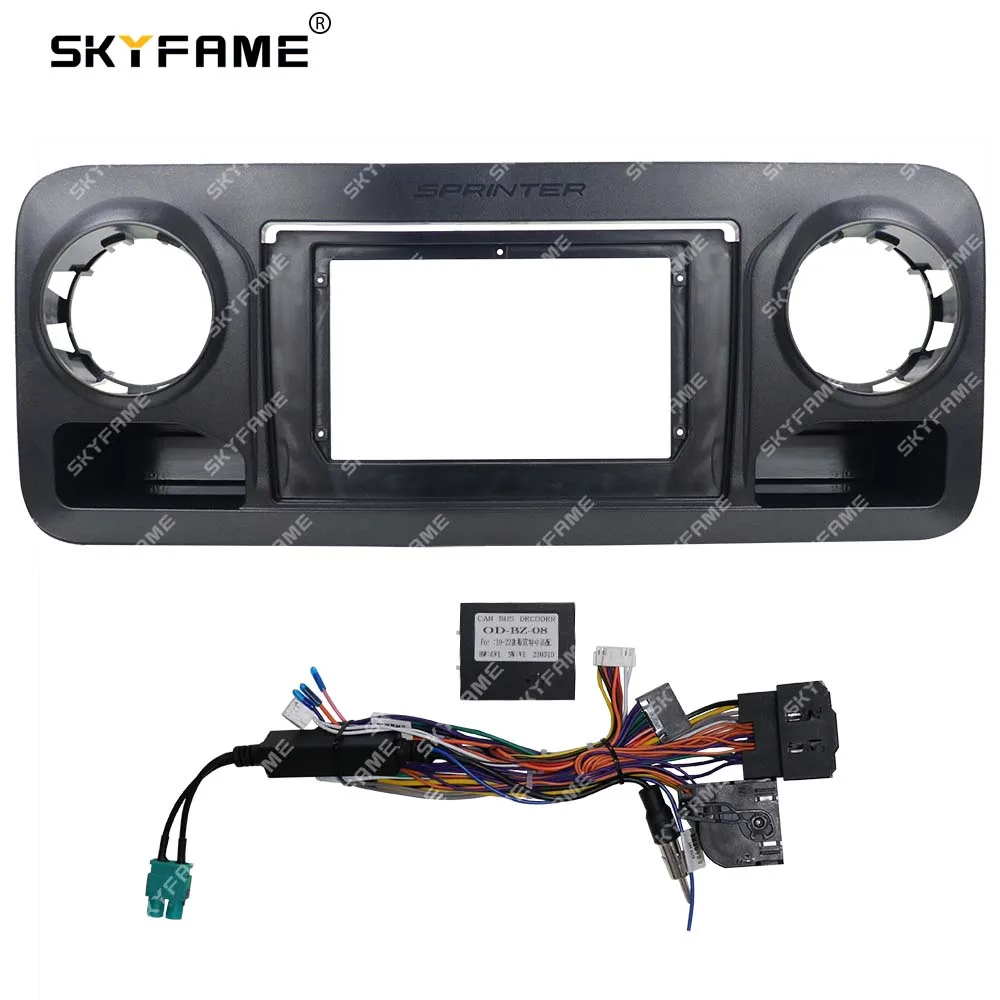 SKYFAME Car Frame Fascia Adapter Canbus Box Decoder Android Radio Dash Fitting Panel Kit For Benz Sprinter Spinway W907