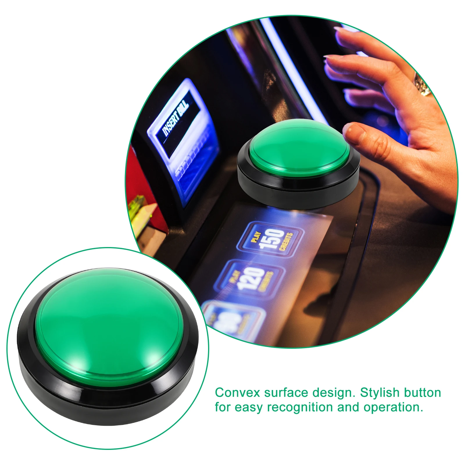 

Convex Illuminated Push Button for Game Console LED Dome Switch High Sensitivity Self-Resetting for Audio/Video