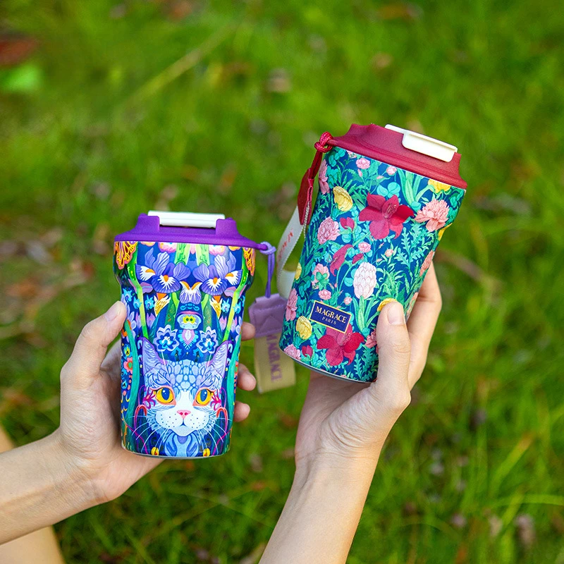 Stainless Steel Coffee Cup High Appearance Level Thermos Bottle Creative Accompanying Cup Simple Portable Cold Water Bottle Gift