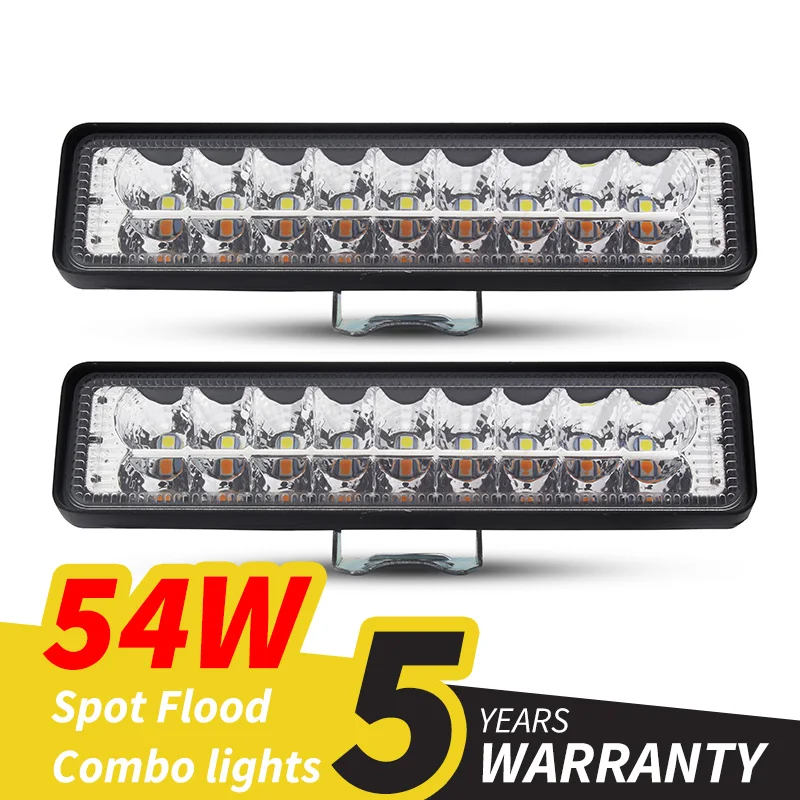 

6 inch Car LED Work Light Dual Color White Yellow Auto Spotlight 12V 24V SUV Boat Off Road Drving Headlight 54W