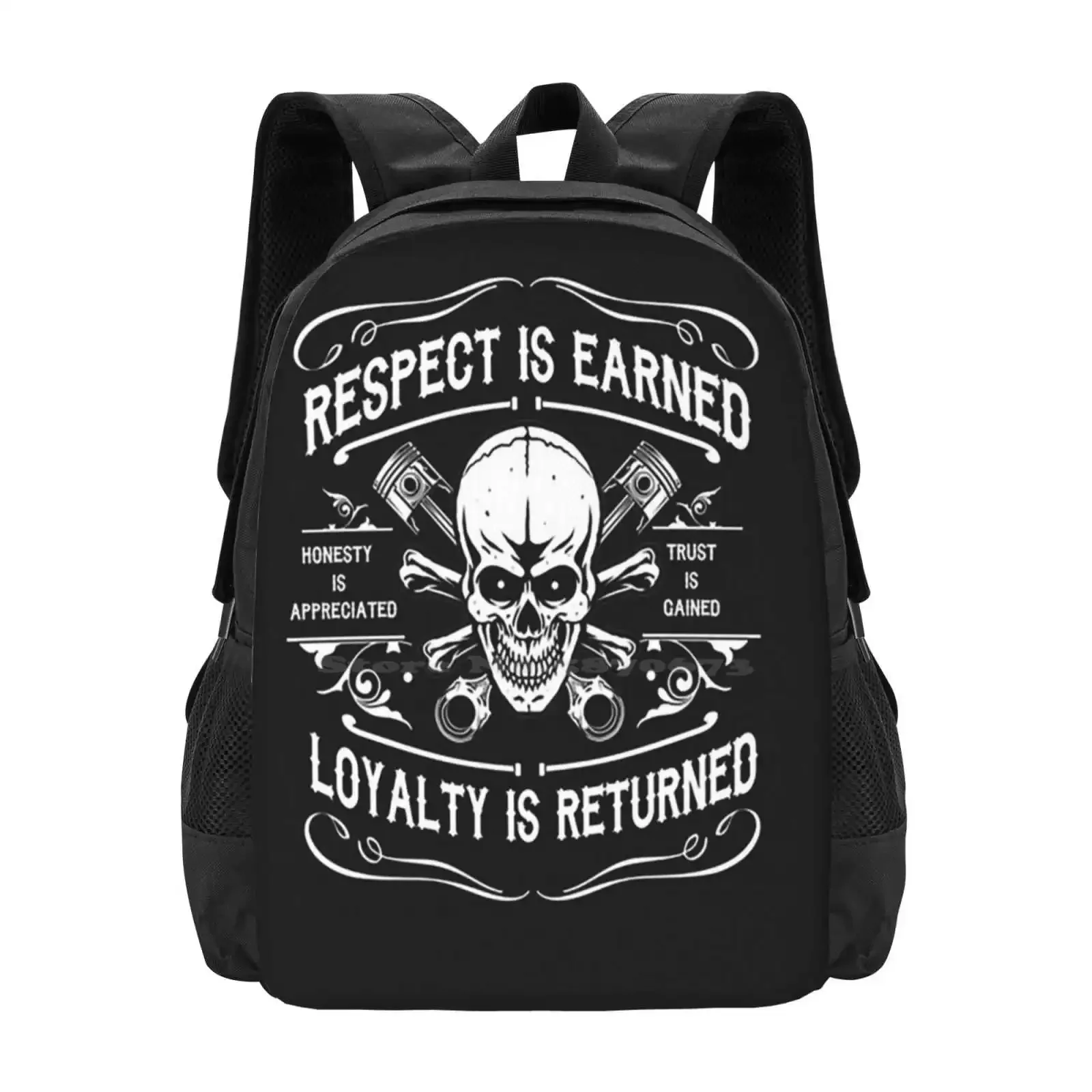 

Respect Is Earned Hot Sale Schoolbag Backpack Fashion Bags Biker Rebel Motorbike