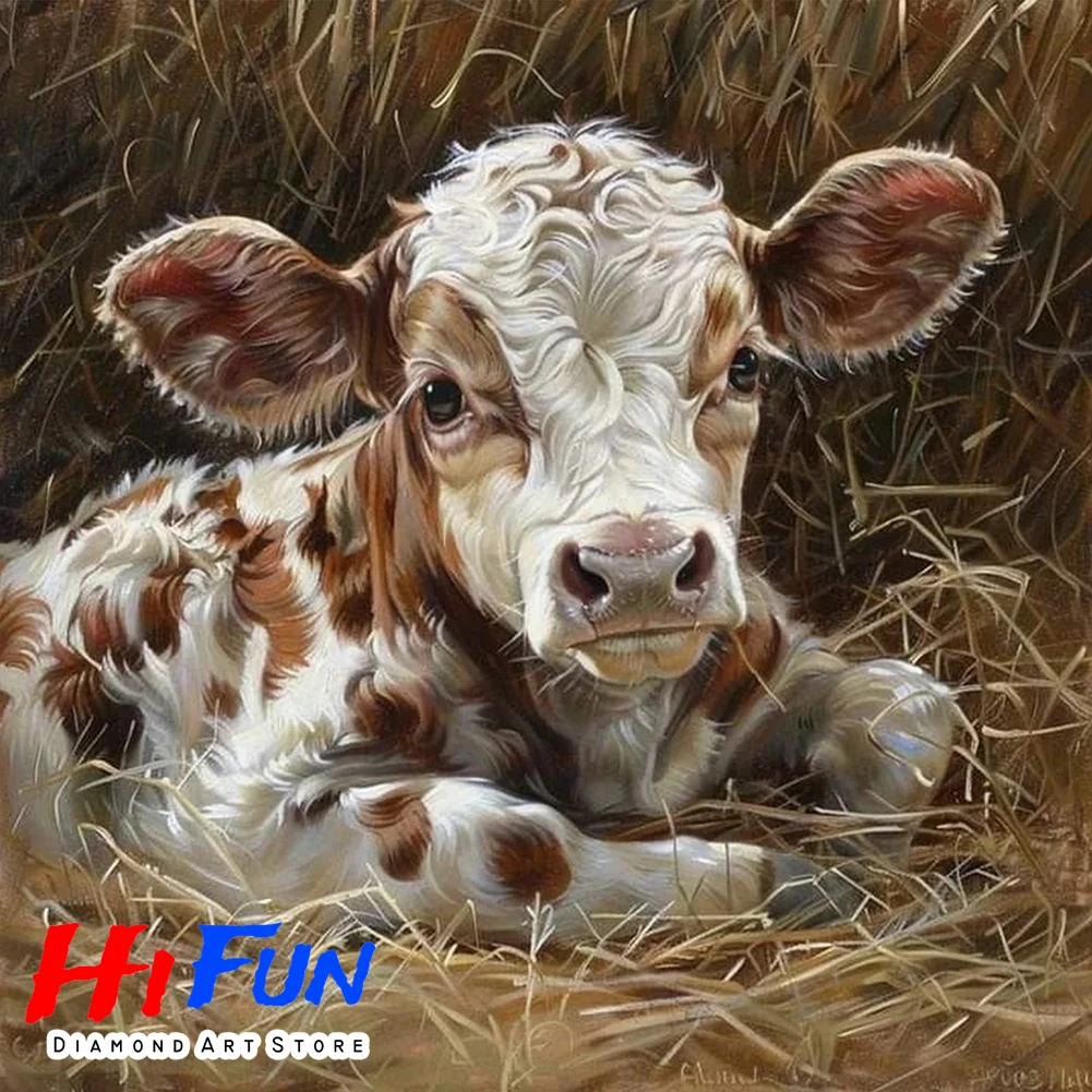 

Diamond Painting Kit Farm Animal Cow Calf Wall Art Full Embroidery Wall Decorative Rhinestone Pictures Rustic Farm Life Scene