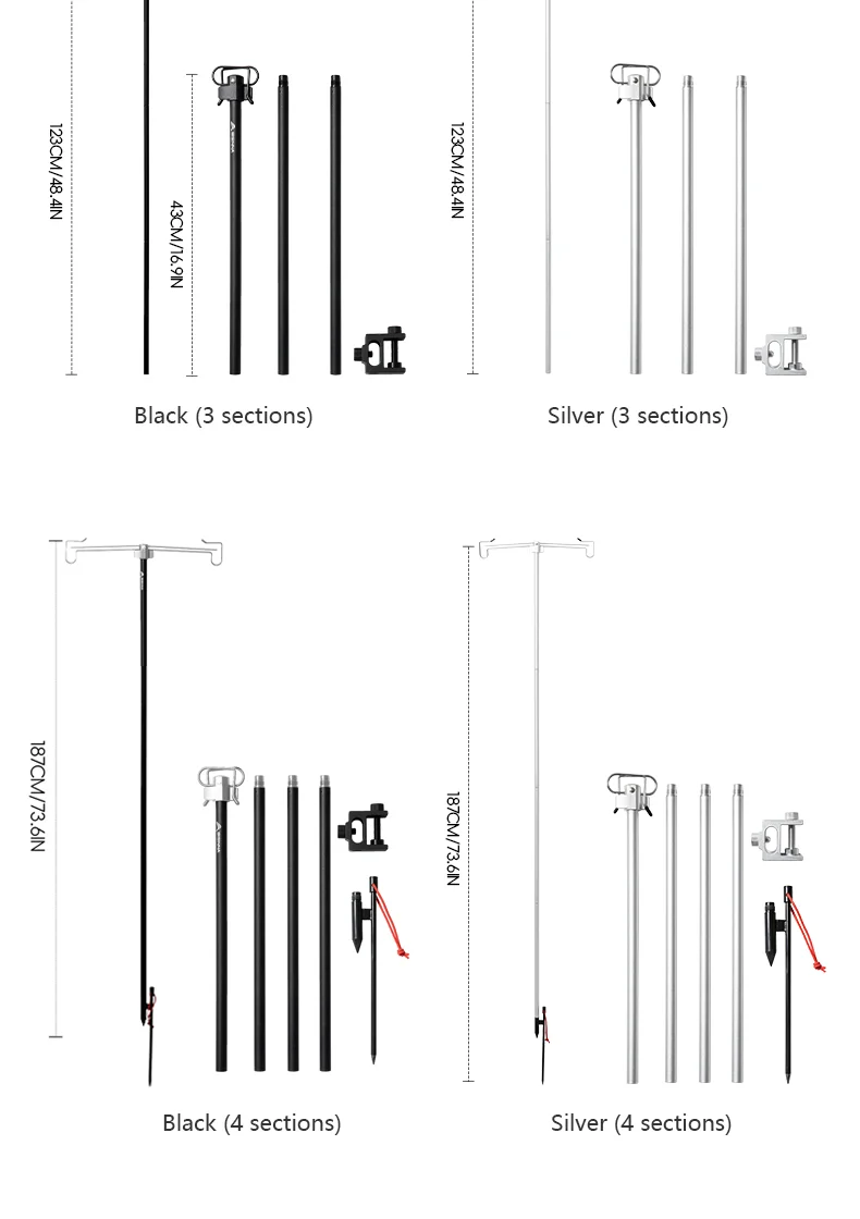 BISINNA Camping-Laternenständer, abnehmbarer Lichtaufhänger aus Aluminiumlegierung, tragbar, leicht, Lampenfassung, Outdoor-Wanderzubehör – Detail 10