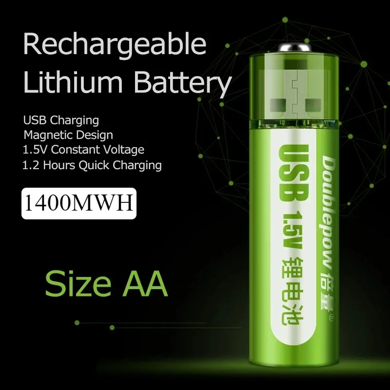 1.5V AA rechargeable battery 1800mWh USB AA rechargeable li-ion battery for remote control mouse small fan Electric toy battery