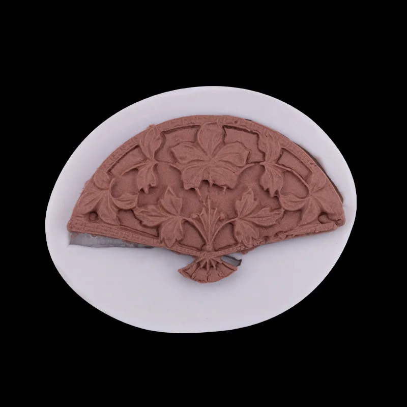 Chinese Antique Fan Silicone Mold Clay Doll Flip Sugar Decorative Pendant Accessories 15-570