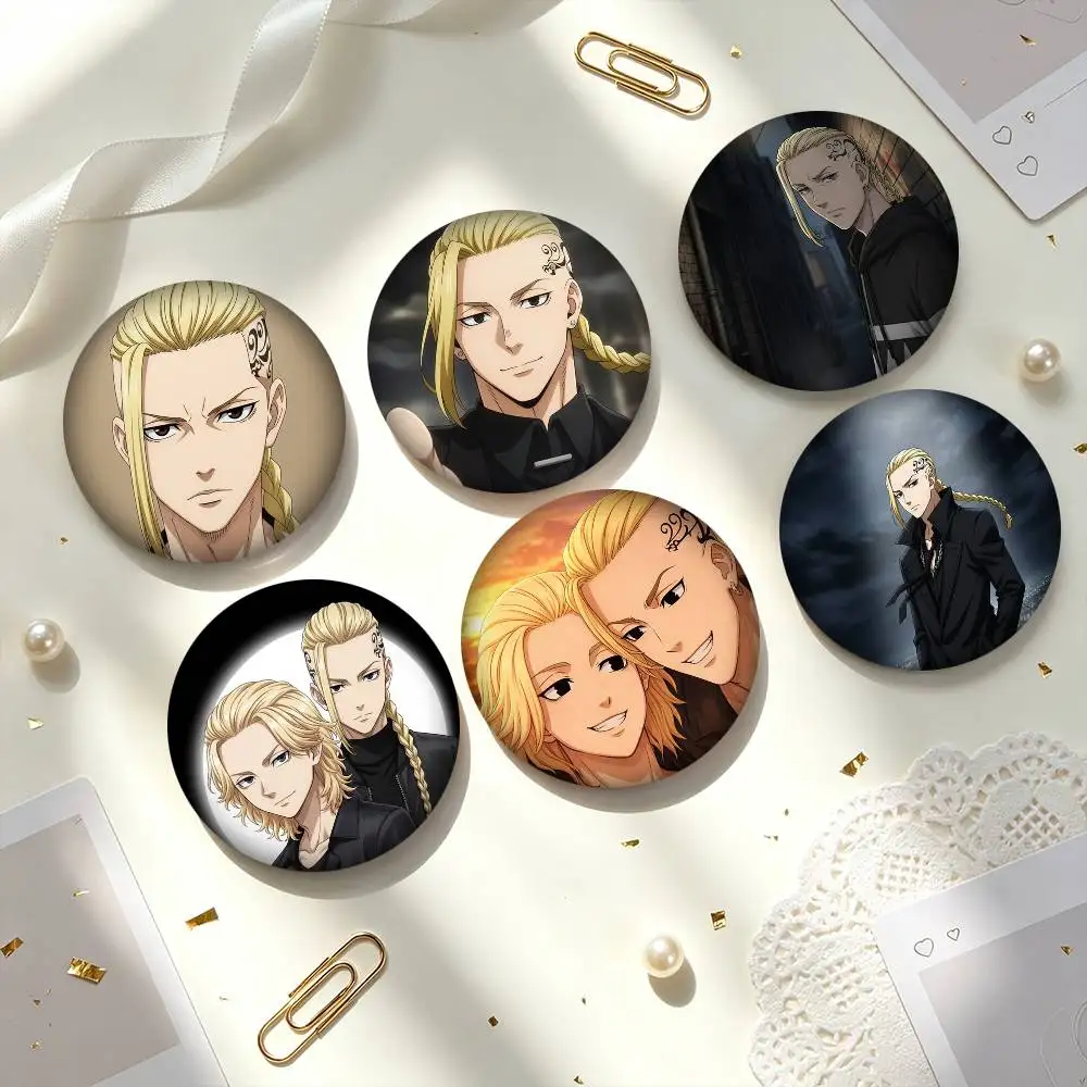 T-Tokyo Revengers K-Ken Ryuguji  25 32 44 58 75mm Badges Personalized Round Brooches Pins Accessory Gift
