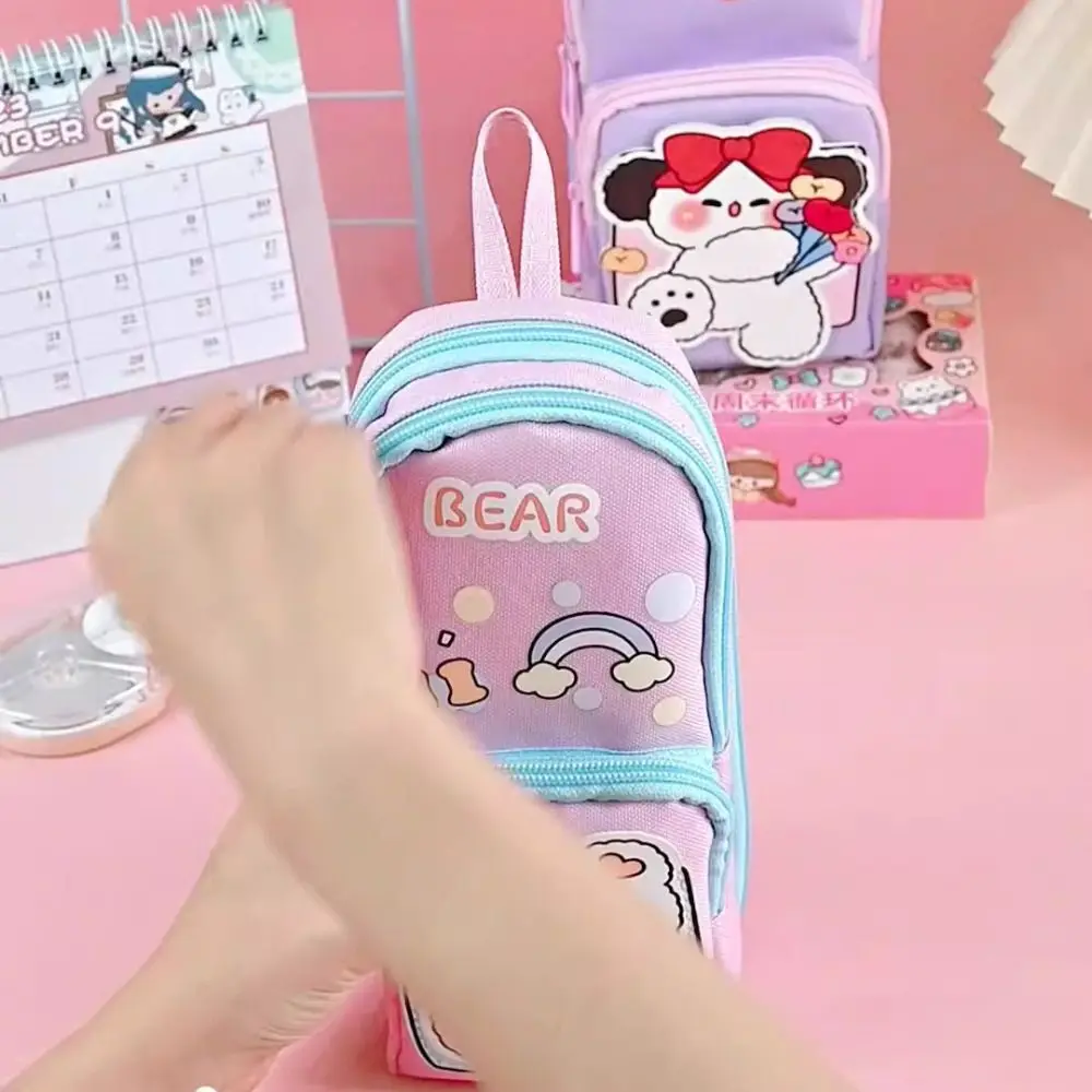 Pen Organizer Large Capacity Storage Stationery Box Cartoon Multi-layer Pencil Case Stainproof Creative Storage Bag Children