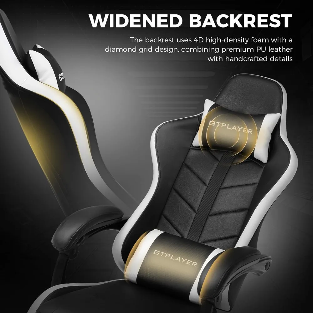 Gaming Chair with Footrest, Computer Chair for Kids and Adults Office Chair, High Back Ergonomic PC Chair with Lumbar Support