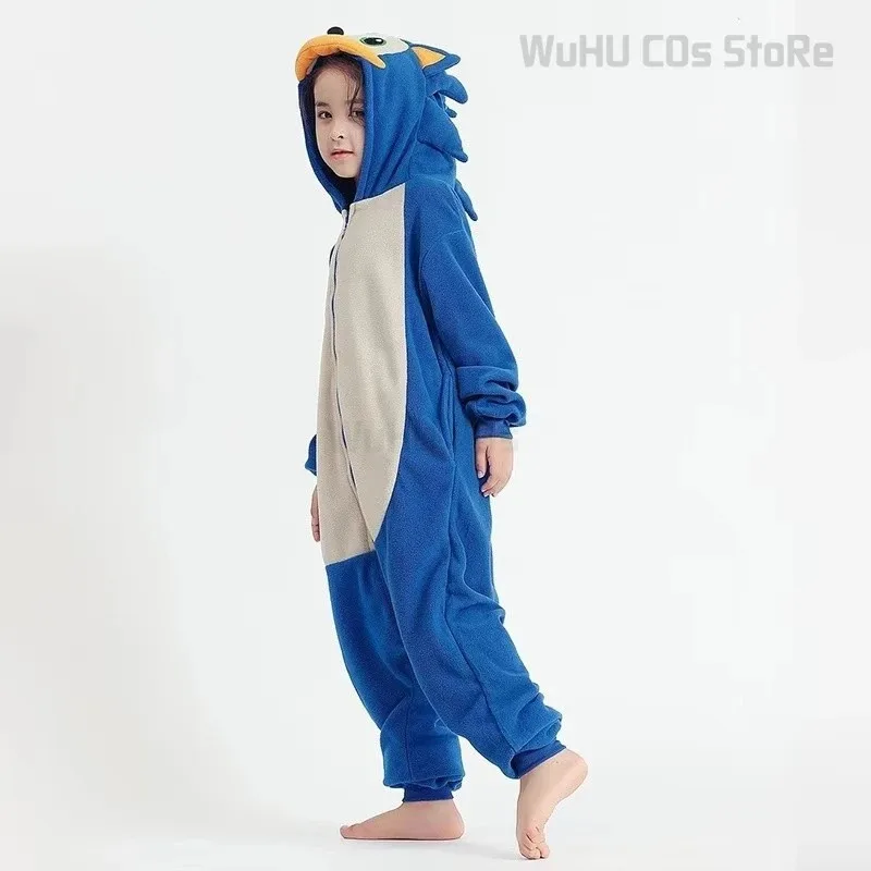 

asdh8@2025 New Hedgehog Cos Sonicc Onesie Pajama Children Coral Fleece Cartoon Jumpusuit Sleepwear Autumn Winter Flannel Home Cl