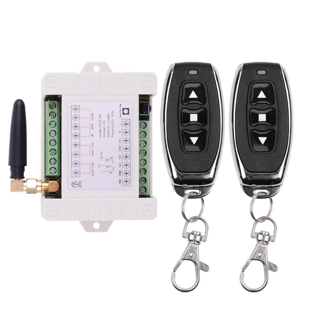 12V 24V 36V New Custom Wireless Remote Control Switch 2 CH 433Mhz  Relay Motor Remote Control Garage Door Remote Opener