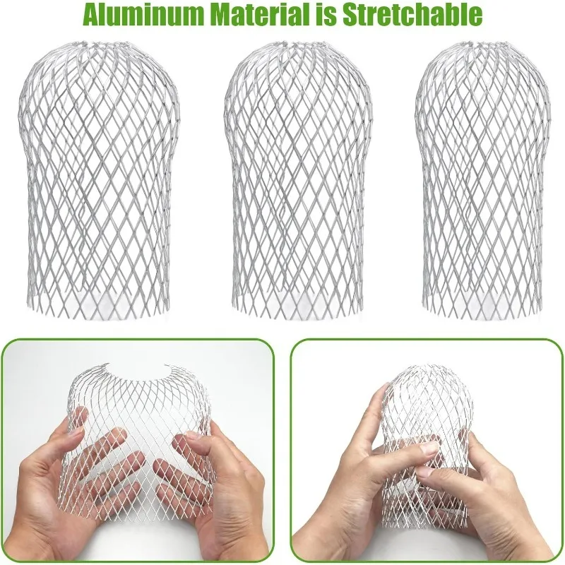 4-teiliges Set Metall-Aluminium-Filtergitter Dachrinnen-Lauffangnetz für Blätter, Schmutz und Schlamm Abflussrohrabdeckung Fallrohr-Entwässerungssystem Wasserdicht – Detail 10