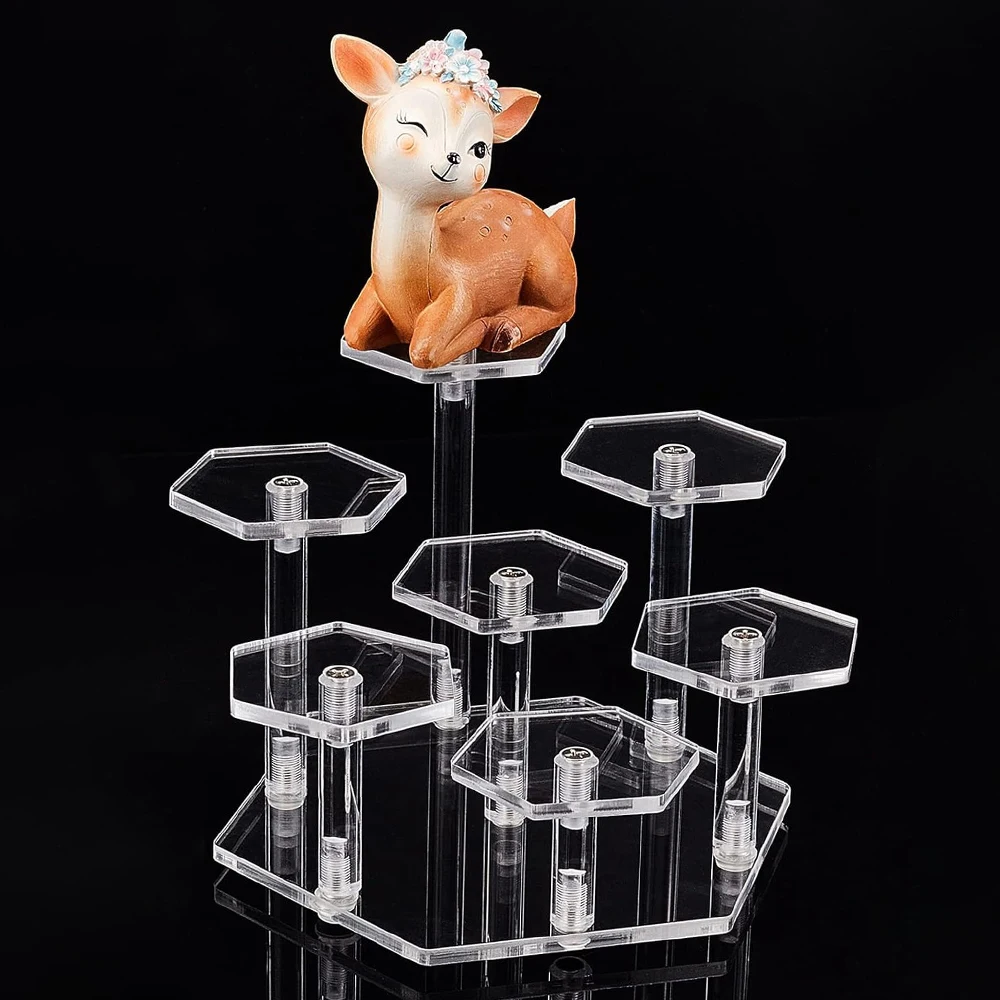 

7 Tier Transparent Acrylic Display Riser Perfume Doll Jewelry Storage Organizer Dessert Cupcake Organization Storage Shelf