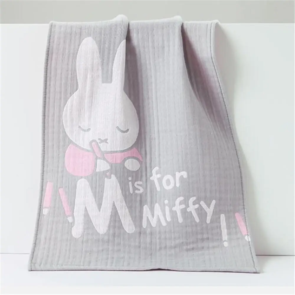 Miffy Мягкая чистая хлопчатобумажная марля Тонкое дышащее и впитывающее мультяшное милое полотенце для лица Сухи быстро должны иметь для каждого дома