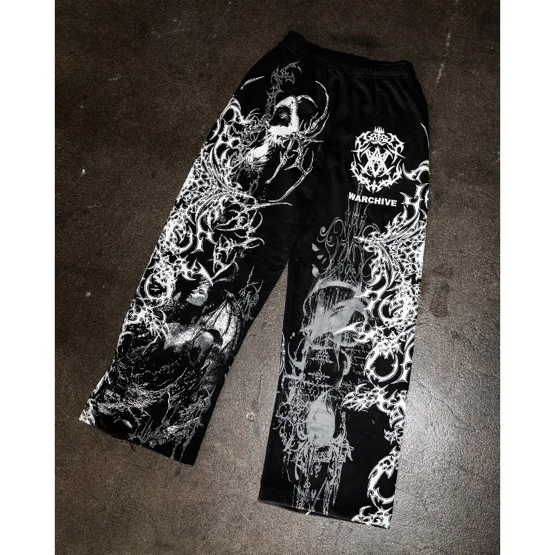 2026 High Street Pants Men Fashion Y2K Sweatpants New Harajuku Hip-Hop Trousers Spring Summer Printed Streetwear Wide-leg Pants