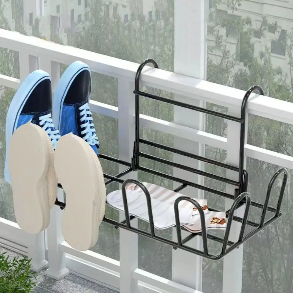 Balcony Drying Shoe Rack Artifact Anti-theft Window Guard Railing Window Drying Clothes Rack Window Sill Drying Sandals Shelf