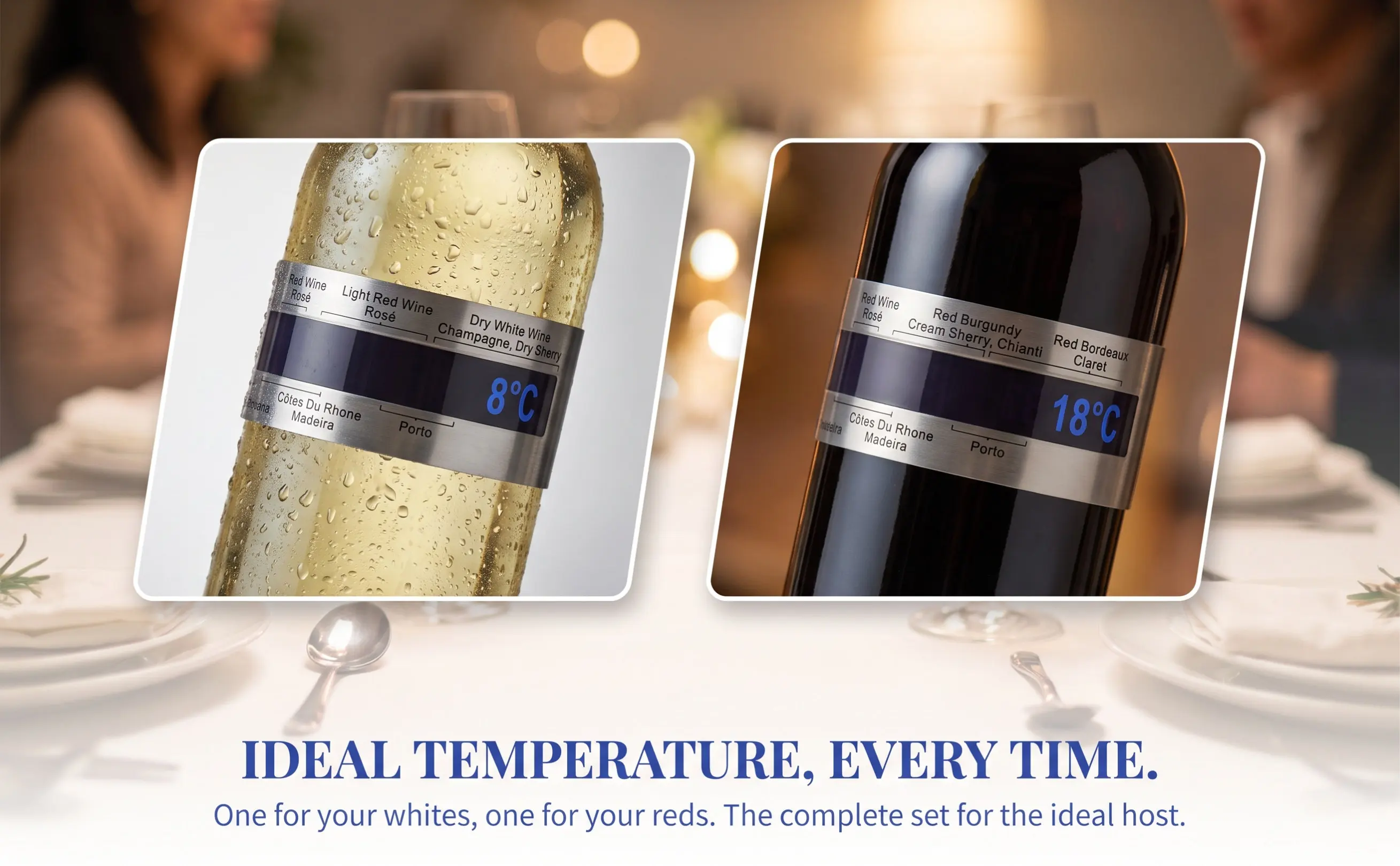 Stylish Stainless Steel Wine Temperature Bracelet Digital Thermometer for Accurate Bottle Temperature Reading Home Kitchen Wine