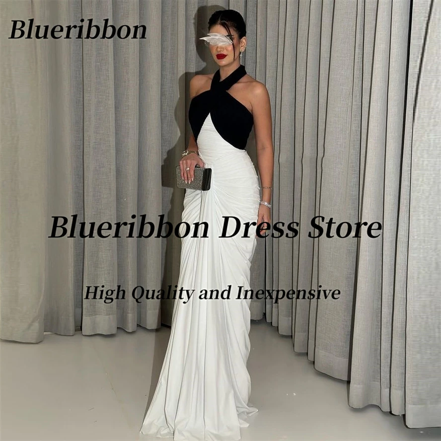 

Blueribbon Robe De Soiree Femmes Halter Neck Sleeveless Prom Dresses 2024 Pick Ups Long Elegant Party Evening Formal Gowns