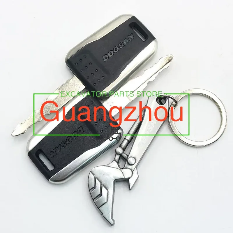 For Doosan Bobcat Terex 1/2/5pcs F900 Keys with Keychain Excavator Heavy Equipment Ignition Start Switch Door Lock Fit E80