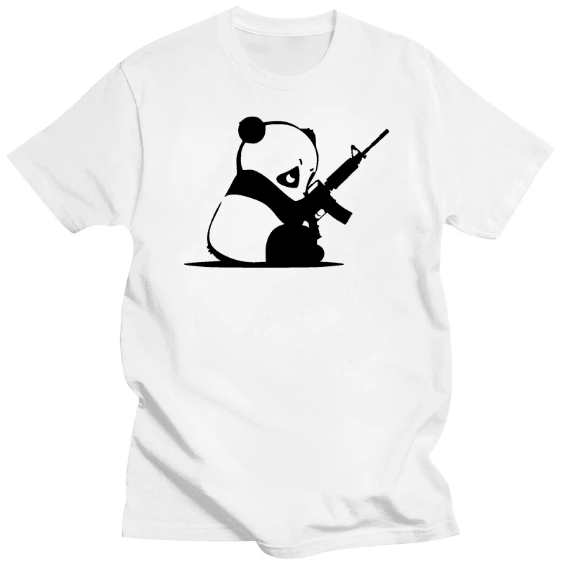 Panda Strapped T-Shirt Right To Bear Arms Humorous Novelty Animal Lover Tee Harajuku Tops Fashion Classic Tee Shirt