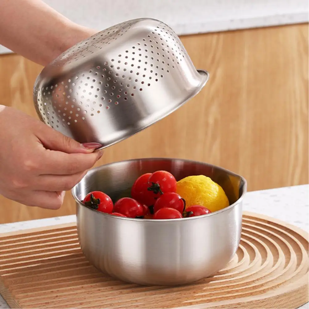 

Washing Basin/Drain Basket Stainless Steel Vegetable Washing Basin Stackable Multi-Use Kitchen Strainer Cooking Washing Basket