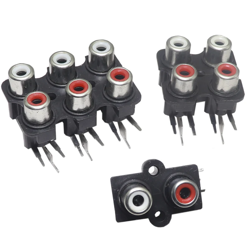 【3PCS】2/4/6 hole RCA Female Stereo audio Jack AV Audio input socket Connector Lotus row Amplifier Interface Signal connection