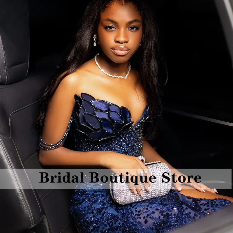 Exquisite Sequin Prom Dresses 2025 Side Slit Mermaid Banquet Party Wedding Gowns Customized for Black Woman vestidos de festa