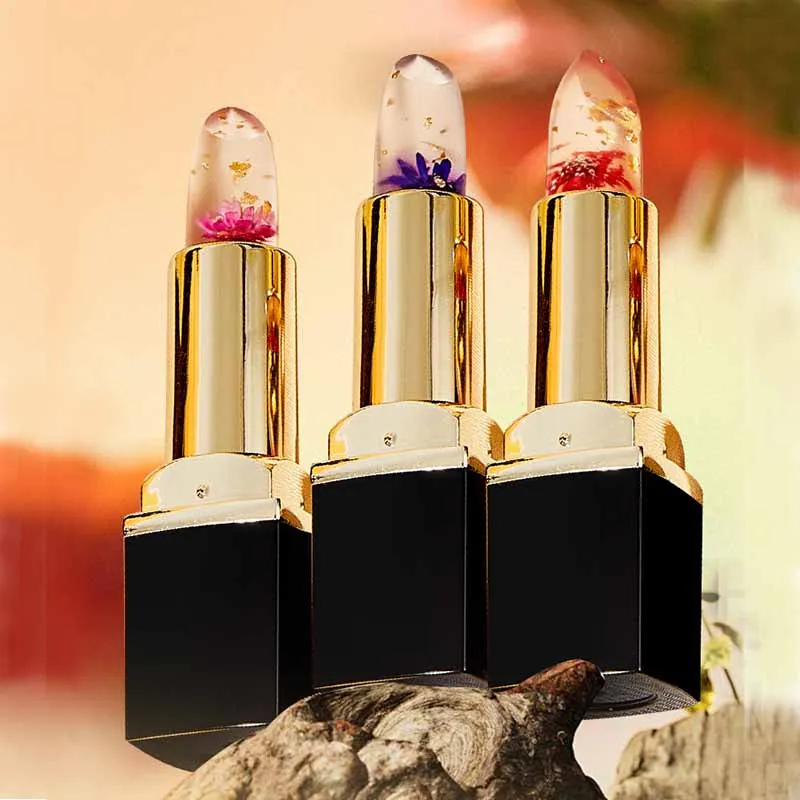 Kryształowa, zmieniająca kolor pomadka w kształcie płatka, wodoodporny, nawilżający balsam do ust, długotrwała, nieblaknąca, zmieniająca kolor pod wpływem temperatury pomadka