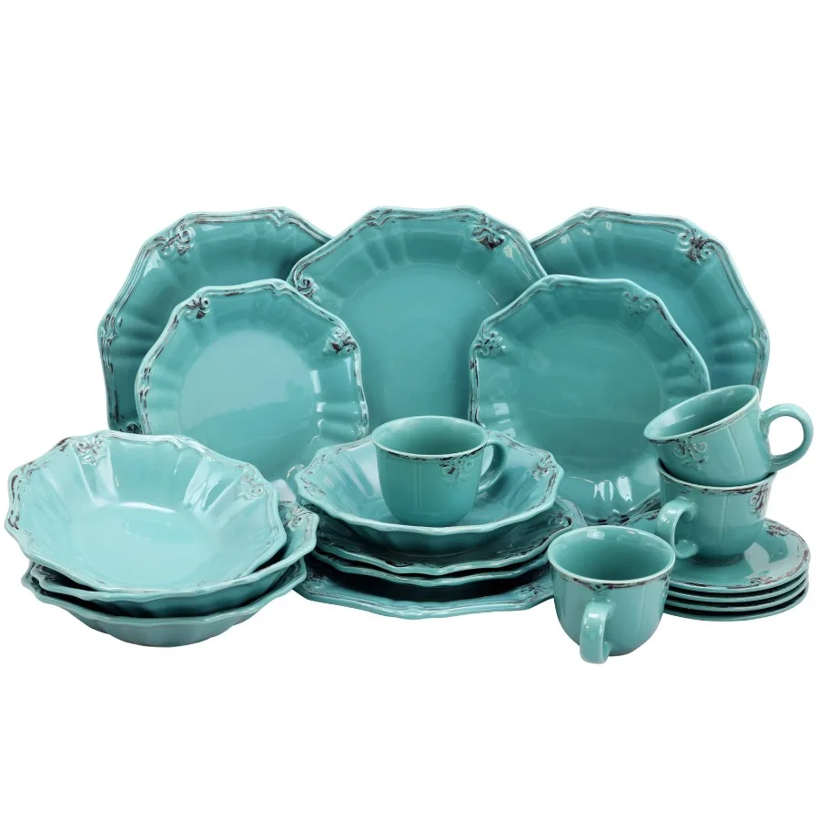 

Fleur De Lys 20-Piece Dinnerware Set in Turquoise