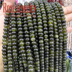 5x8mm Natural Stone Beads Green Garnet Jade Tourmaline Flat Round Rondelle Beads For Jewelry Making DIY Bracelets Necklaces 15''