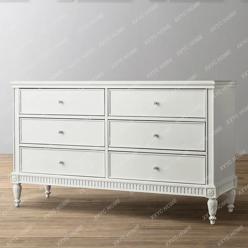 Living room multi-functional bucket cabinet, solid wood carving flower drawer cabinet storage cabinet