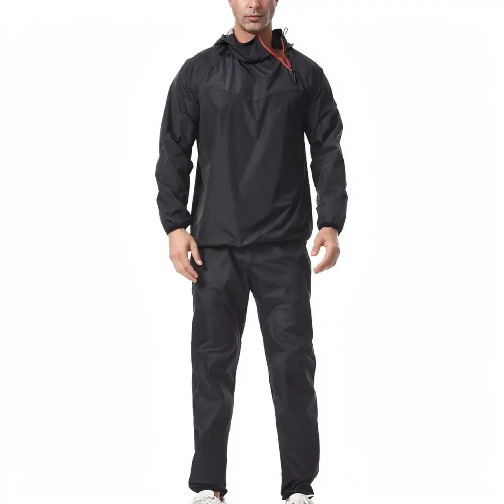 Mens Hooded Sauna Training Suit Breathable Sportswear Lightweight Fitness Running Clothes Workout Gym Exercise Tracksuit