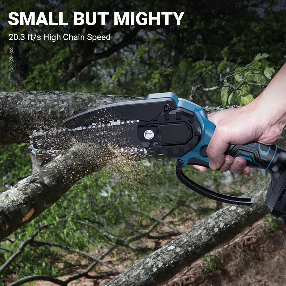 Imagem -03 - Recarregável Mini Serra Elétrica com Correntes Portátil Handheld Tree Branch Cutter para Makita 18v Bateria Chainsaw