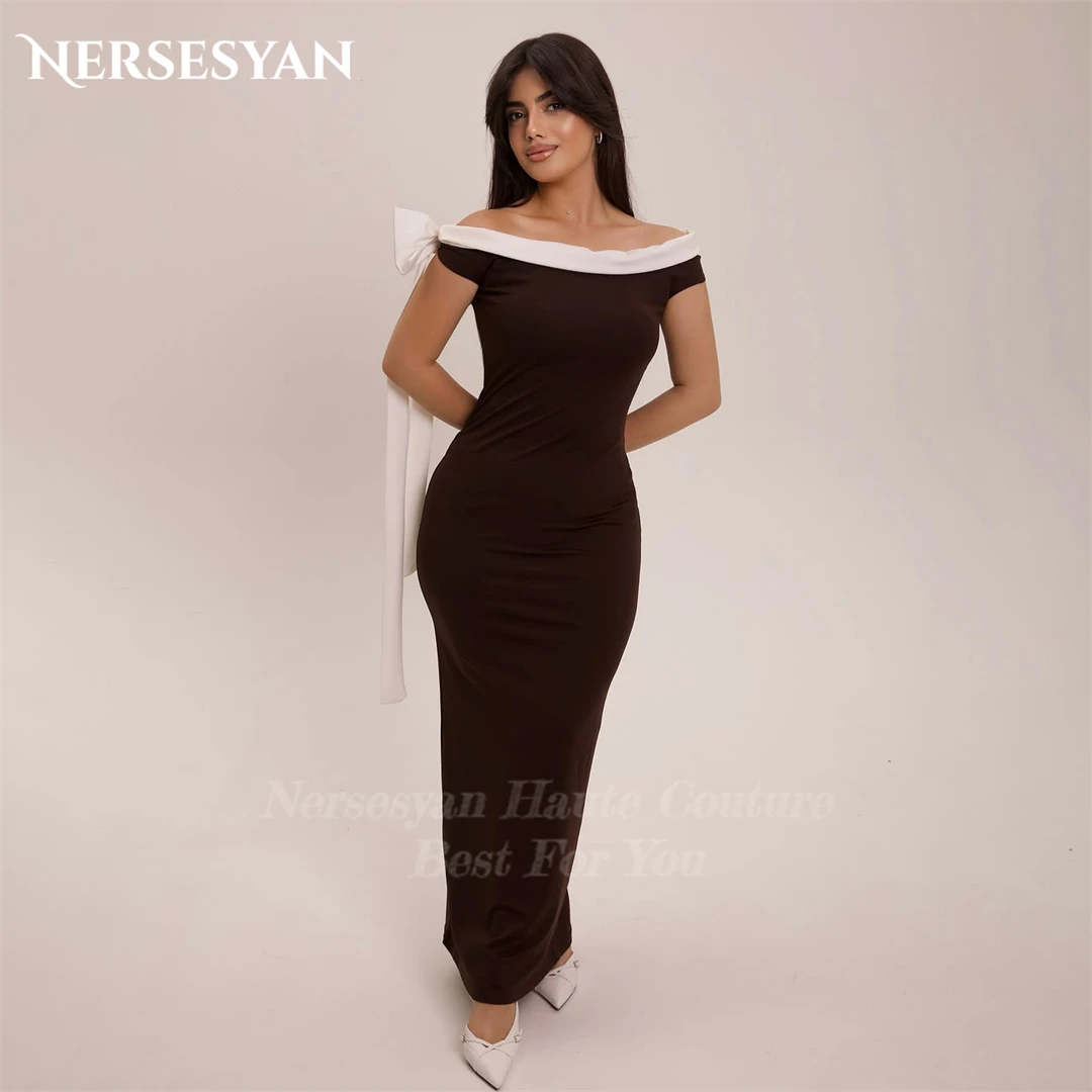 

Nersesyan Элегантные шоколадные вечерние платья русалки с открытыми плечами и бантом на ленте Вечернее платье Вечернее платье по индивидуальному заказу