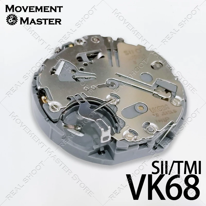 นําเข้าญี่ปุ่น VK68A การเคลื่อนไหว VK68 มัลติฟังก์ชั่นควอตซ์นาฬิกา Mouvement อุปกรณ์เสริมแบตเตอรี่