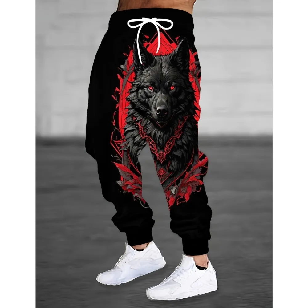 

Animal Wolf Printed Men's Side Pockets Elastic Drawstring Sweatpants Joggers Pants Casual Trousers Outdoor Street Fall Winter