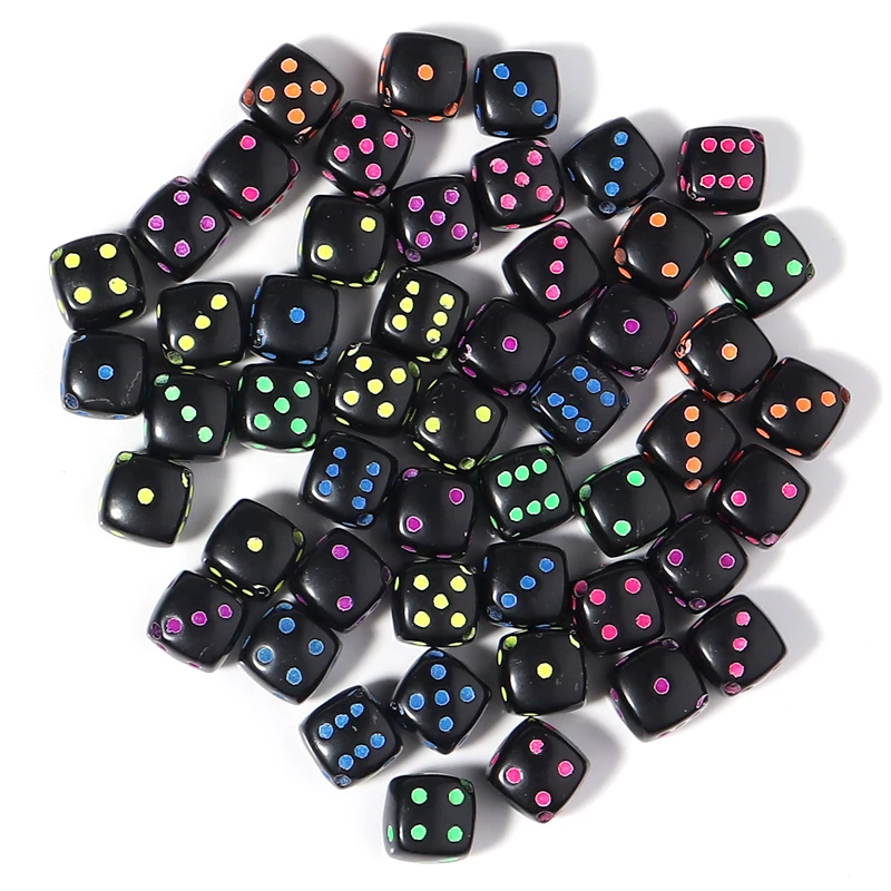 50pcs/Lot Acrylic Dice Beads Square Multicolor Shape Cubic Loose Spacer Beads forJewelry Making DIY Necklace Bracelet Accessory