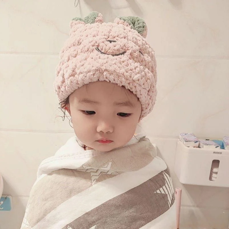 

Fast-Drng Children's Hair Cap Absorbent Baby Bath Cap Cute Infant Towel Head Wrap Adorable Toddler Hairdryer Cap