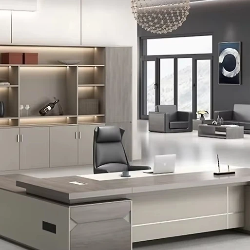 Modern Design Eco-friendly Commercial Office Furniture Set with Wooden and Metal Automatic Feature Desk and 3-Year Warranty