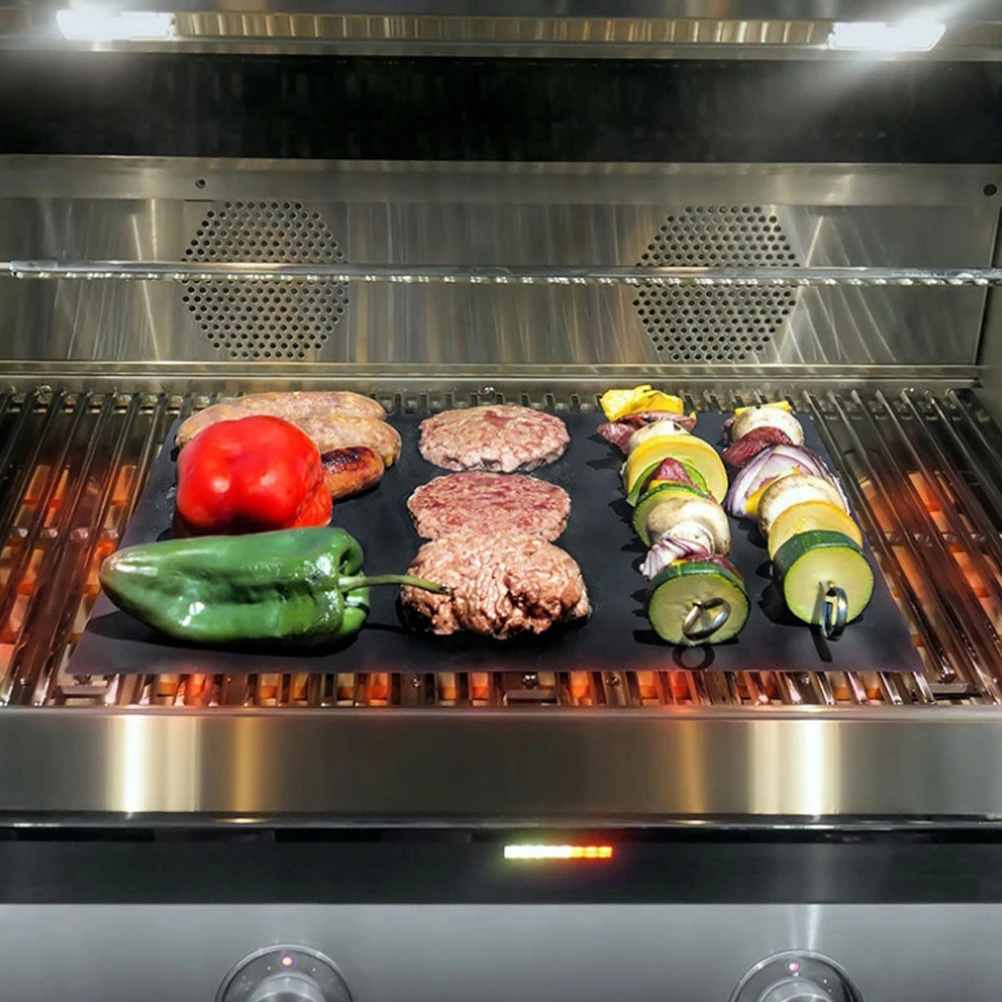 

5pcs Heat Resistant Barbecue Mats Non-Stick Baking Mats Grilling Steak Bacon Seafood Pizza Kebabs Reusable Outdoor Kitchen