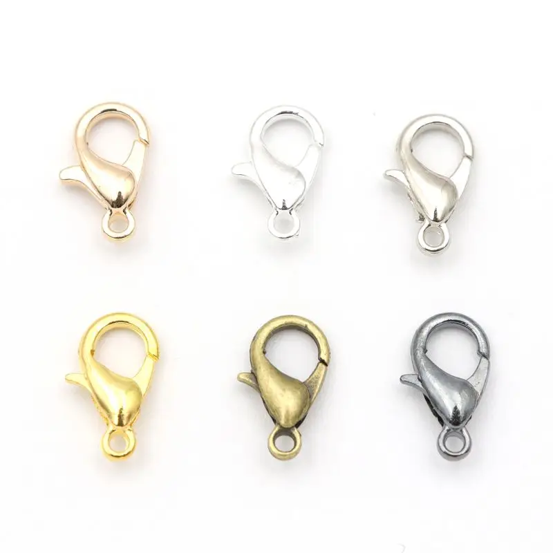 100pcs 12*7mm Silver Color Bronze Gold Color Metal Hook Lobster Clasps For Bracelets Necklace Jewelry Making Diy Accessories